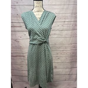 C50-Lands End medium A line green patterned dress